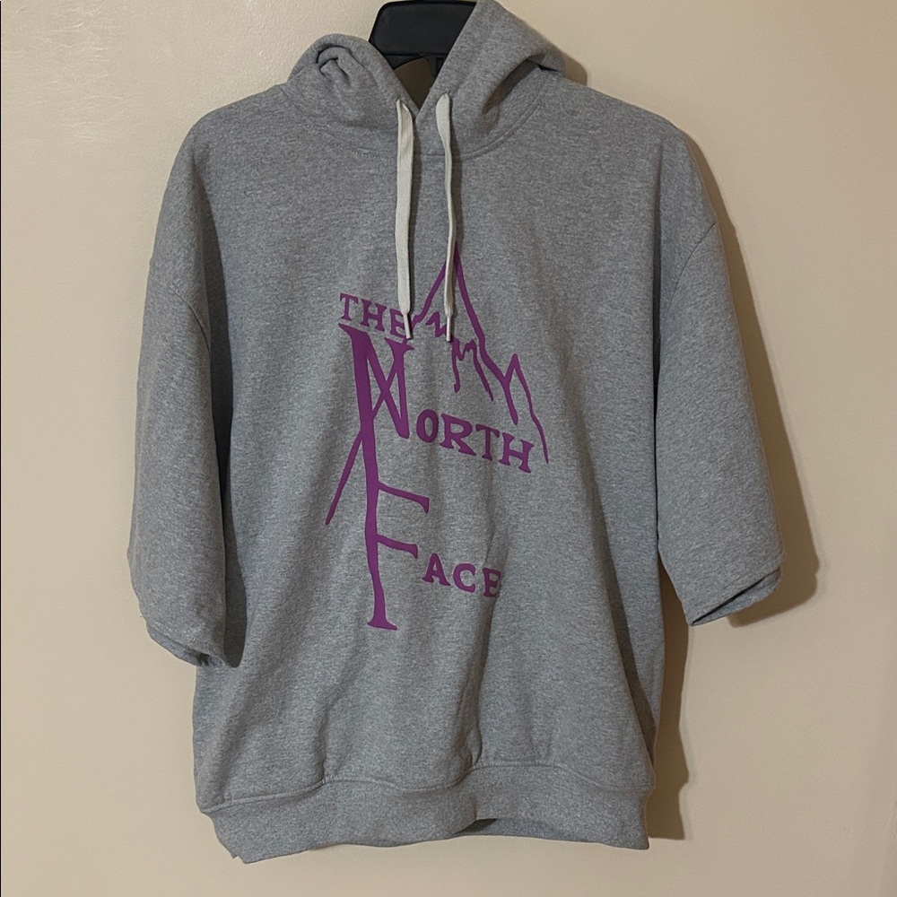 The North Face Gray Hoodie with Purple Graphic S
